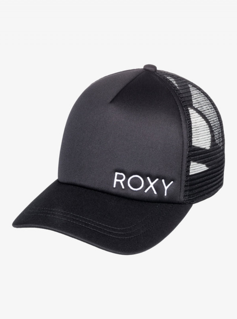 Roxy Finishline 2 Black Trucker Hats | 61578-YTIE