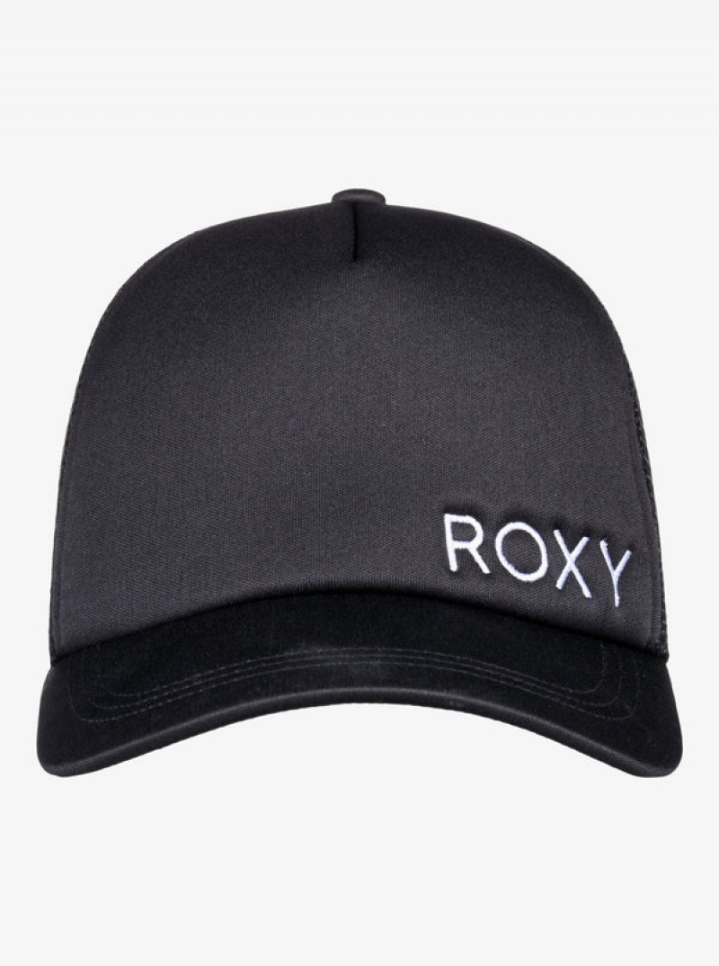 Roxy Finishline 2 Black Trucker Hats | 61578-YTIE