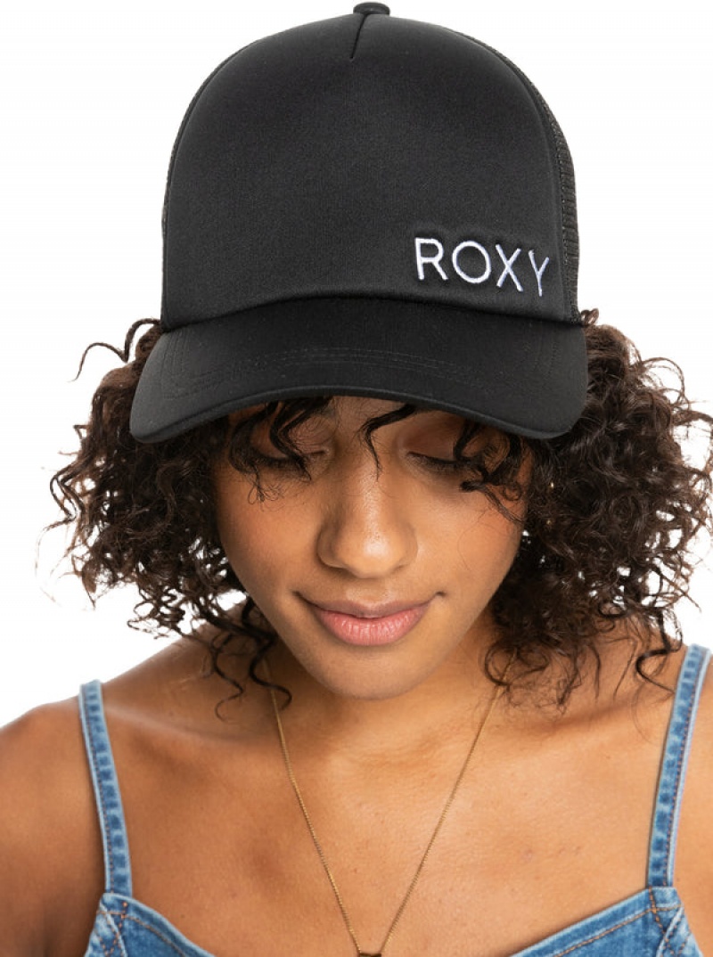 Roxy Finishline 2 Black Trucker Hats | 61578-YTIE