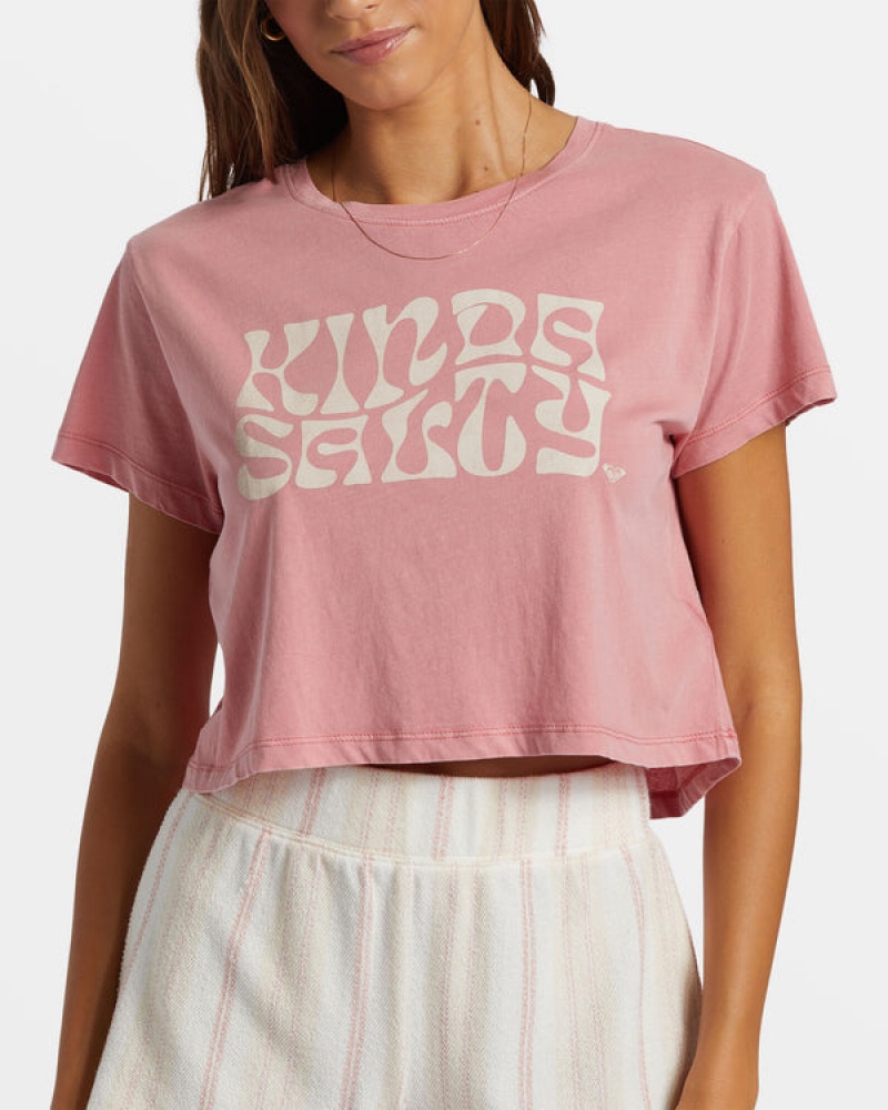 Roxy Kinda Salty Cropped T-shirts | 02139-VQKI