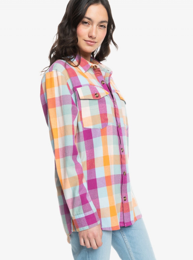 Roxy Let It Go Flannel Long Sleeve Tops | 87493-UPNS