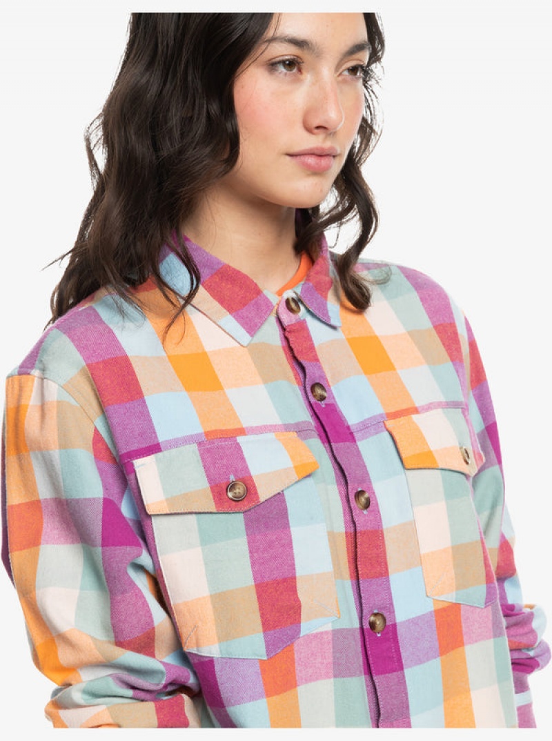 Roxy Let It Go Flannel Long Sleeve Tops | 87493-UPNS