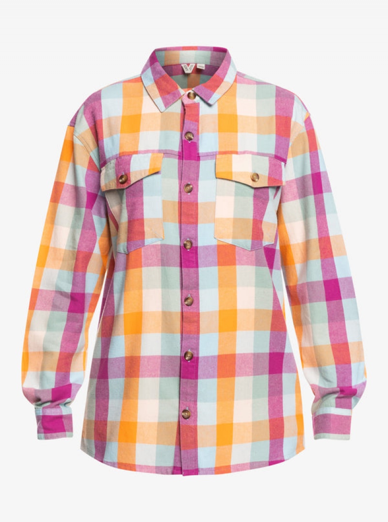 Roxy Let It Go Flannel Long Sleeve Tops | 87493-UPNS