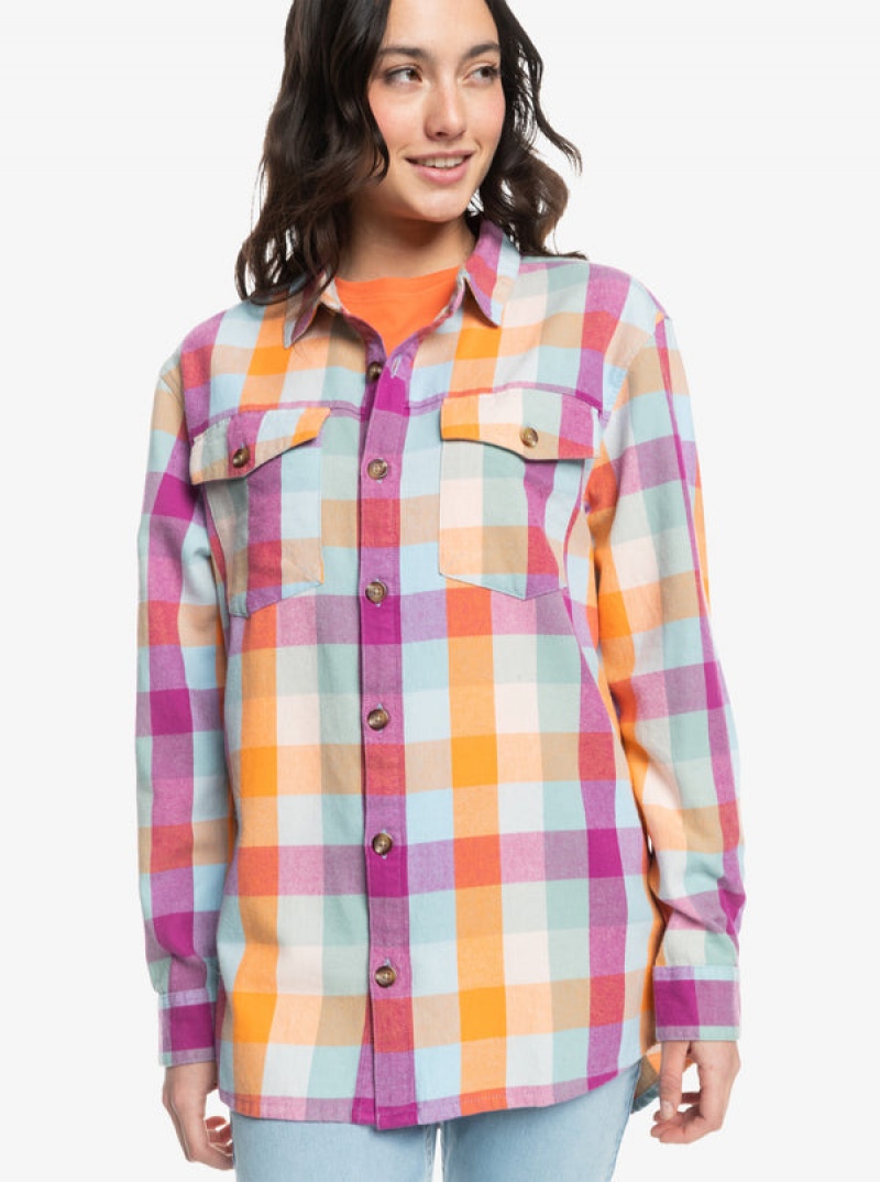 Roxy Let It Go Flannel Long Sleeve Tops | 87493-UPNS