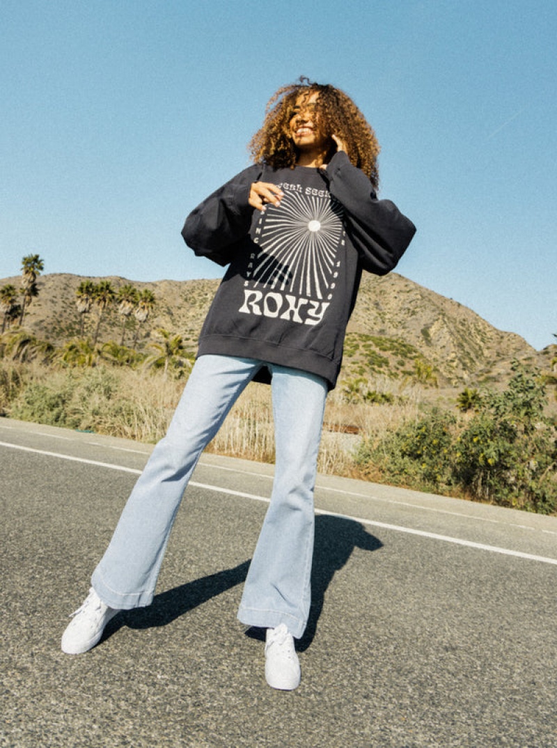 Roxy Lineup Oversized Crew Neck Hoodie | 52167-QNWE