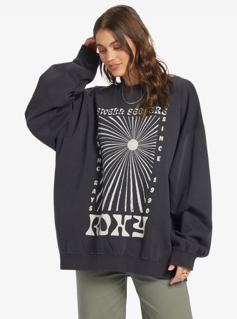 Roxy Lineup Oversized Crew Neck Hoodie | 52167-QNWE