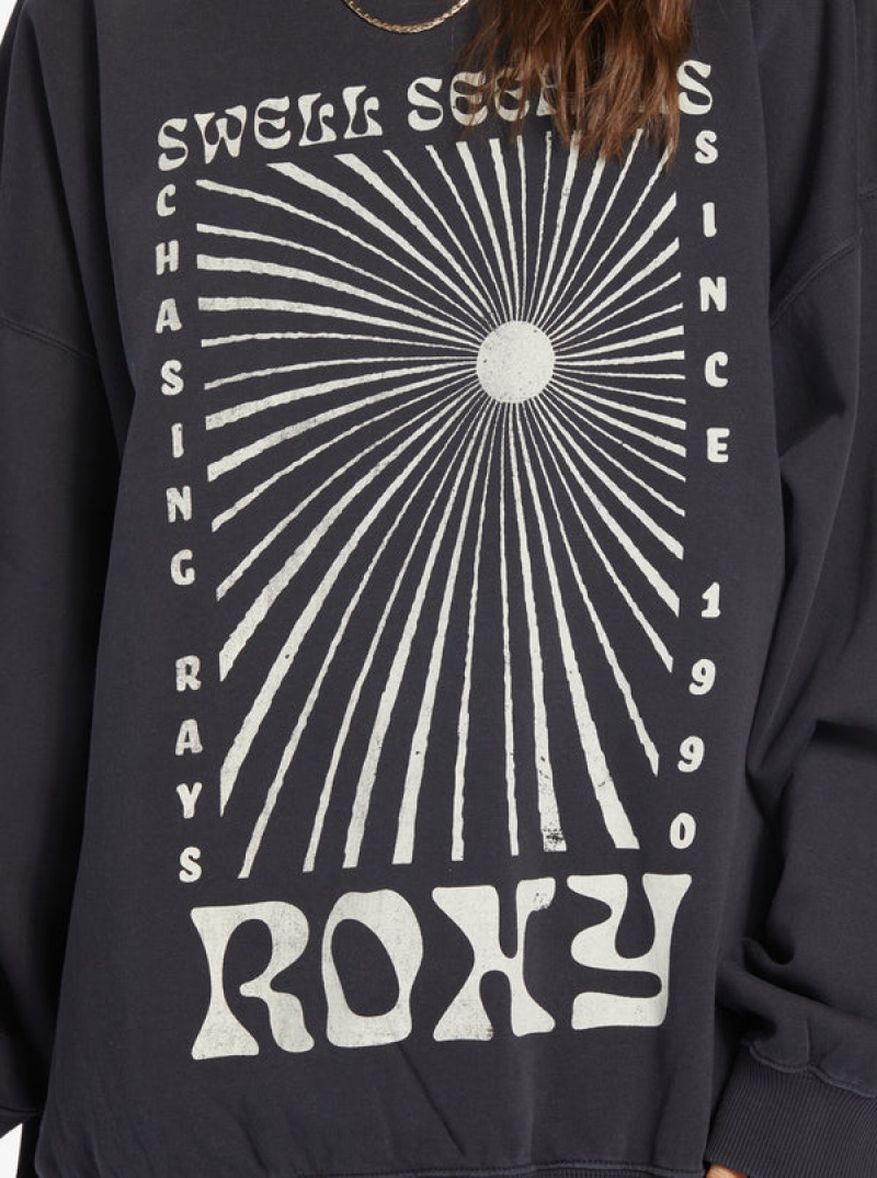 Roxy Lineup Oversized Crew Neck Hoodie | 52167-QNWE