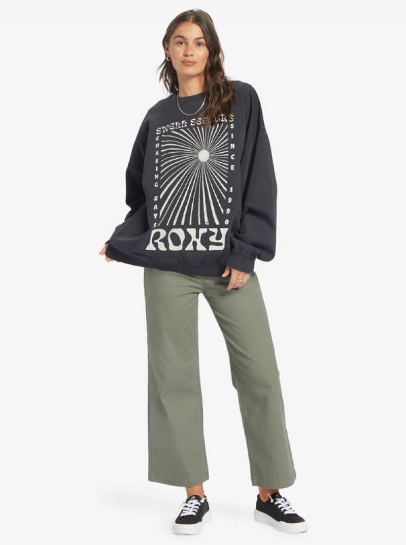 Roxy Lineup Oversized Crew Neck Hoodie | 52167-QNWE