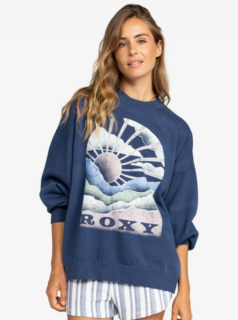 Roxy Lineup Oversized Crew Neck Hoodie | 64137-YRHQ