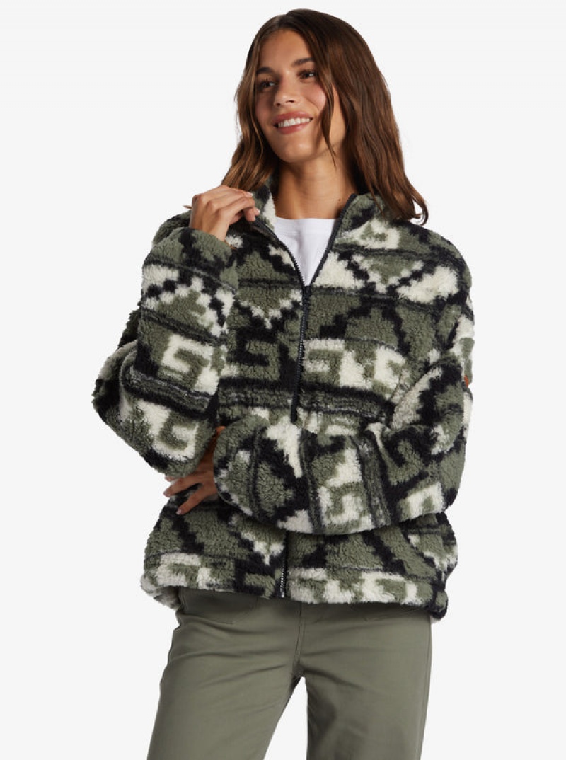 Roxy Off The Wave Sherpa Printed Full-Zip Fleece Hoodie | 45628-QGIJ