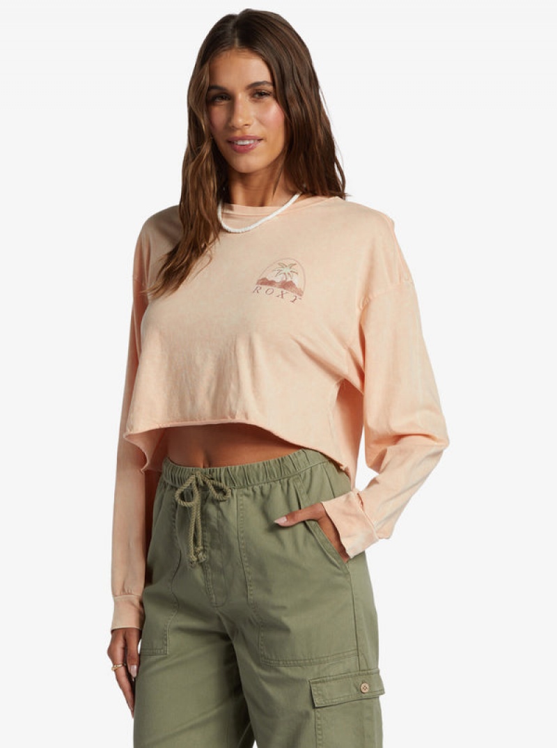 Roxy Palm Arcana Cropped Oversized Long Sleeve Hoodie | 87529-SKWX