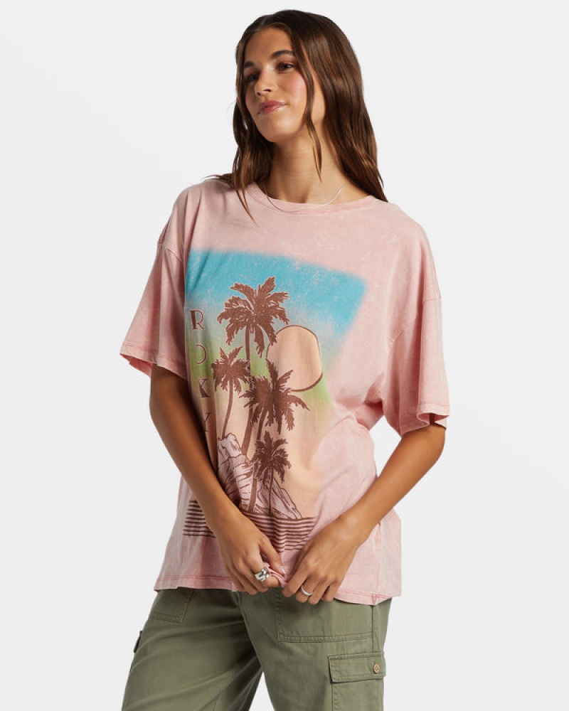 Roxy Palm Springs Oversized T-shirts | 90381-UHMQ