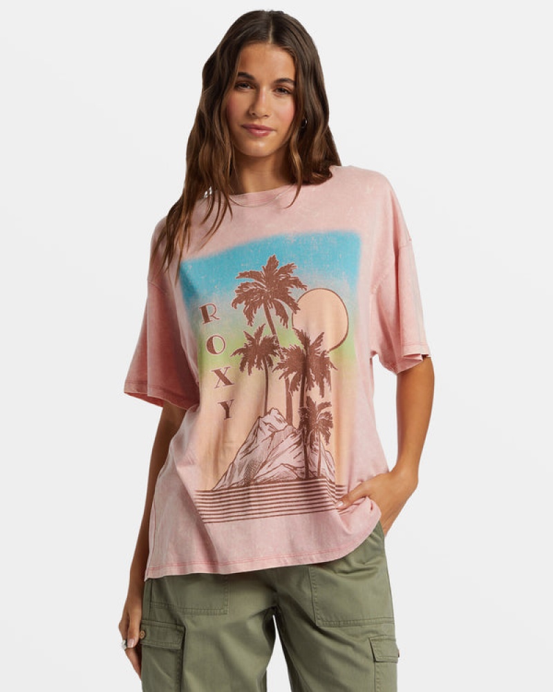 Roxy Palm Springs Oversized T-shirts | 90381-UHMQ