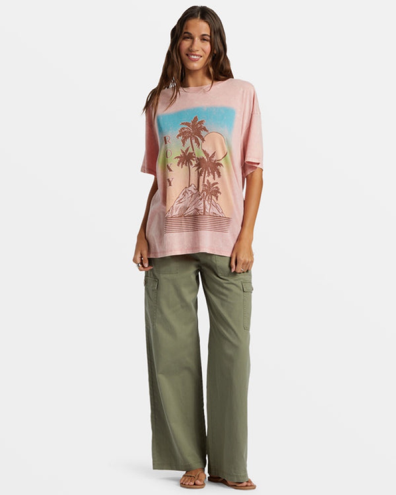 Roxy Palm Springs Oversized T-shirts | 90381-UHMQ