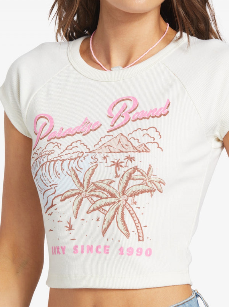 Roxy Paradise Bound Crop Ribbed T-shirts | 23987-JXIH