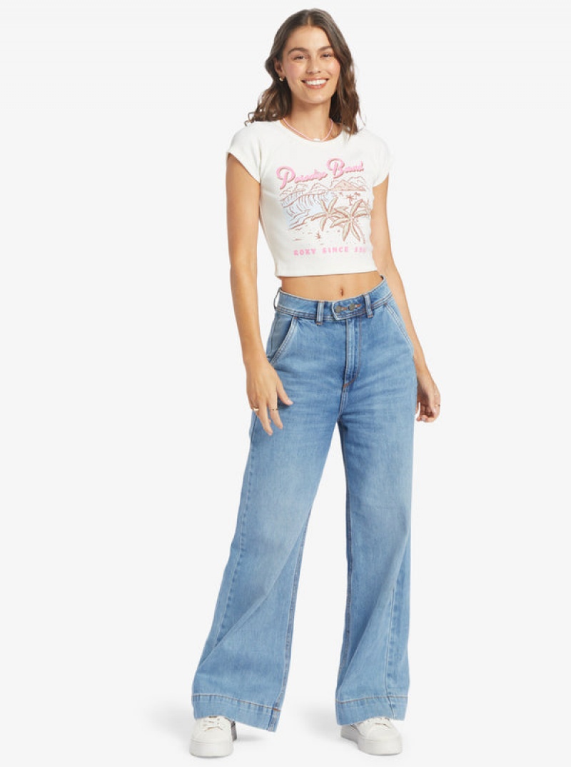 Roxy Paradise Bound Crop Ribbed T-shirts | 23987-JXIH