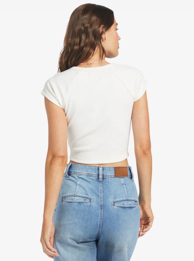 Roxy Paradise Bound Crop Ribbed T-shirts | 23987-JXIH