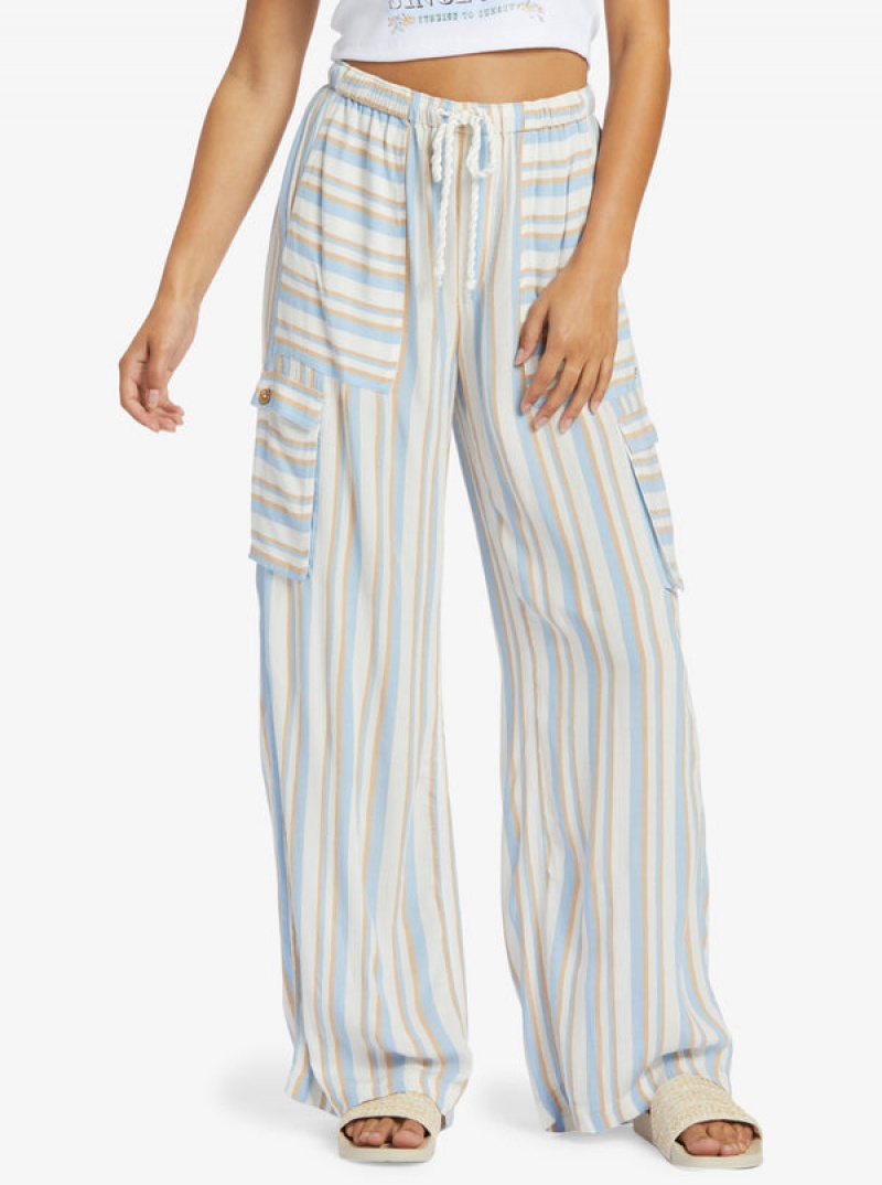 Roxy Precious High-Waist Printed Striped Cargo Pants | 07831-OZMB