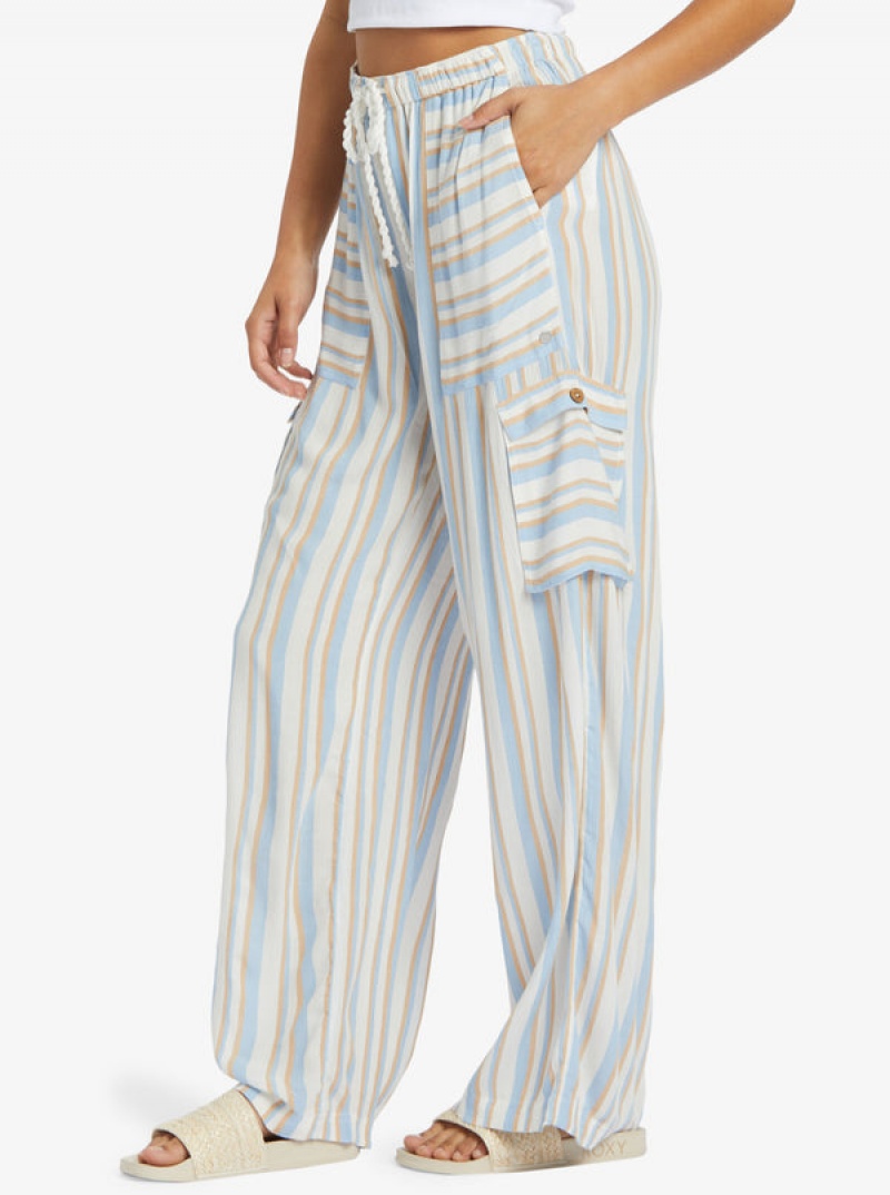 Roxy Precious High-Waist Printed Striped Cargo Pants | 07831-OZMB