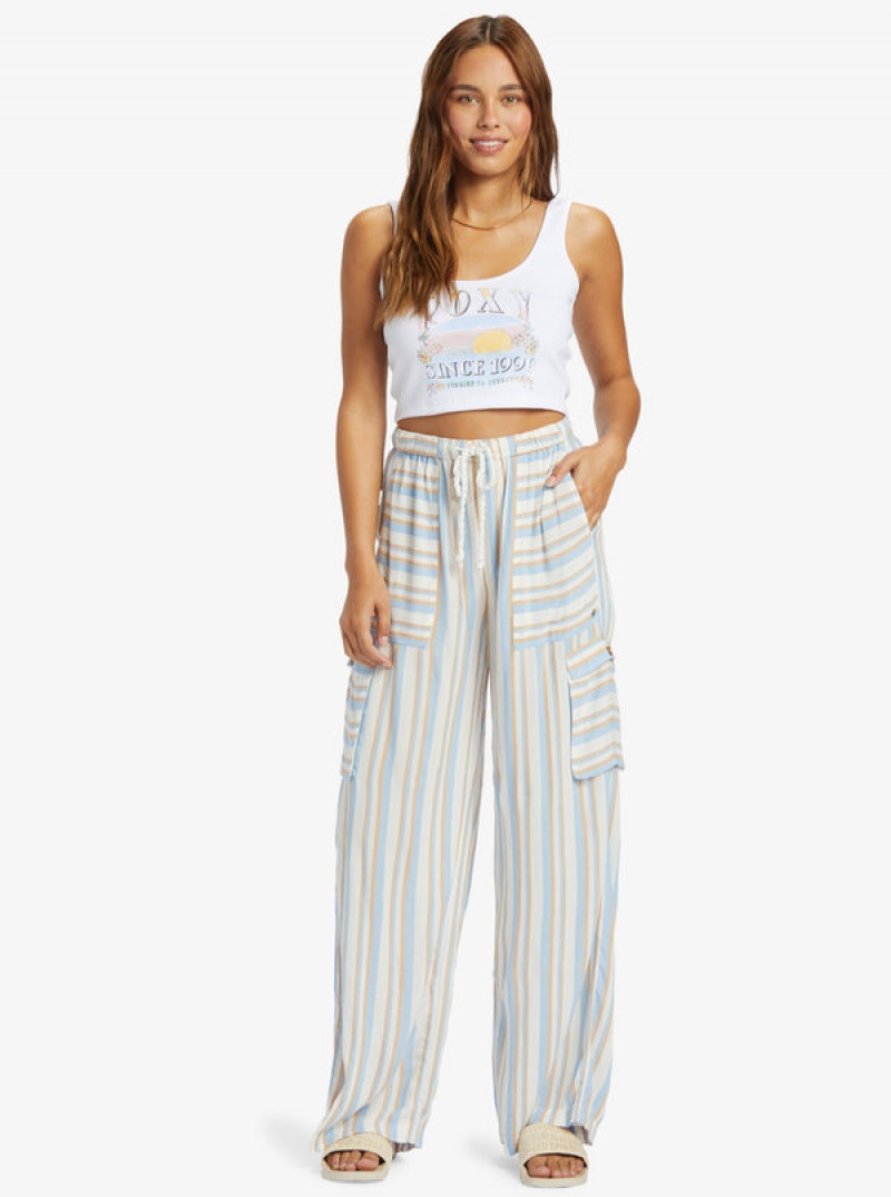 Roxy Precious High-Waist Printed Striped Cargo Pants | 07831-OZMB