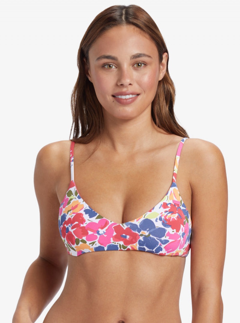 Roxy Printed Beach Classics Athletic Triangle Bikini Tops | 70512-SYTA