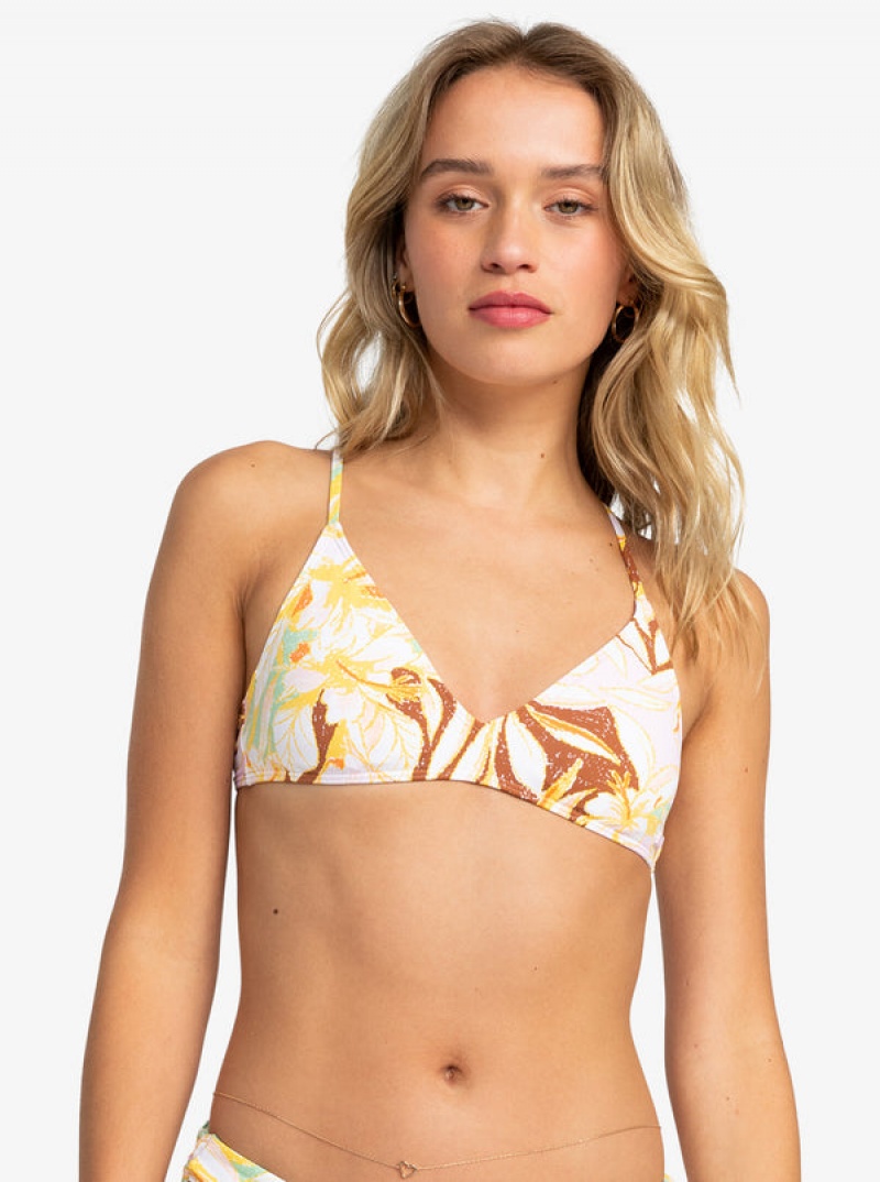 Roxy Printed Beach Classics Ba Athl Triangle Bikini Tops | 37615-NCQP