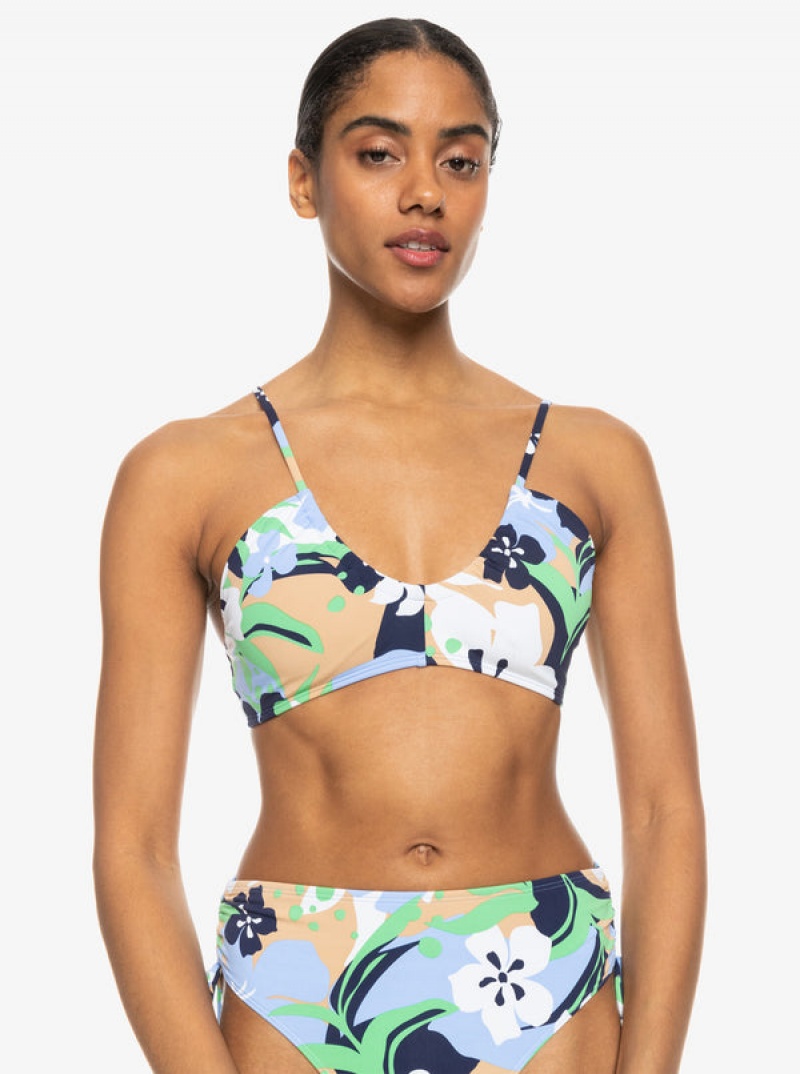 Roxy Printed Beach Classics Bra Bikini Tops | 70643-YOMI