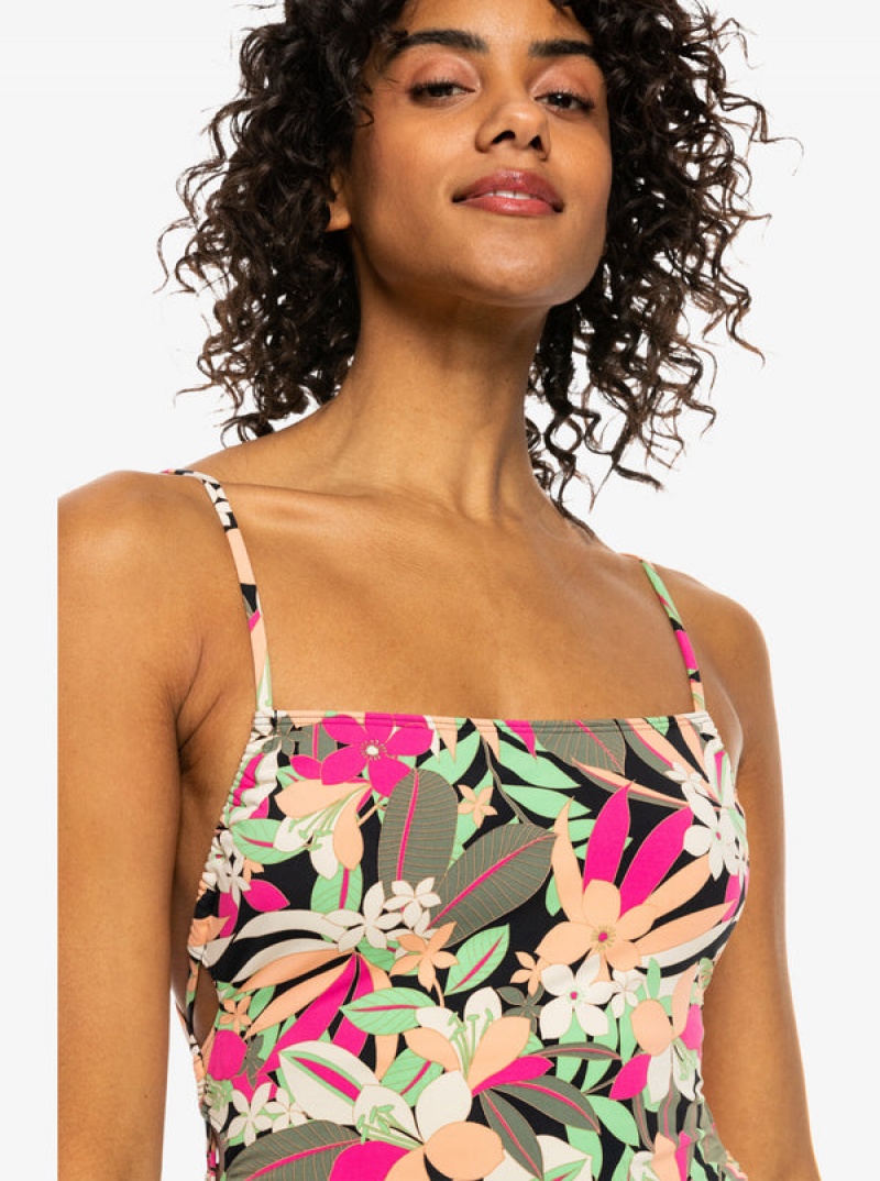 Roxy Printed Beach Classics Lace Up One-Piece Swimsuits | 95467-DASG