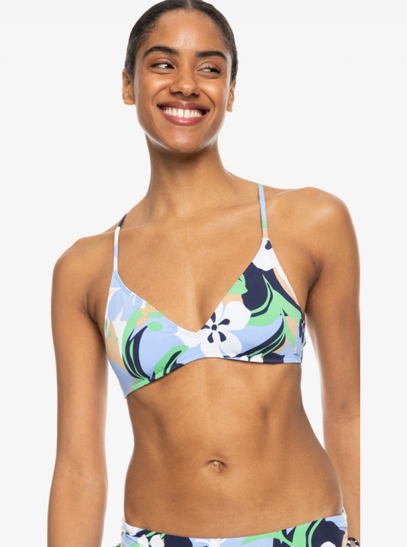 Roxy Printed Beach Classics Strappy Bra Bikini Tops | 04298-WLNX