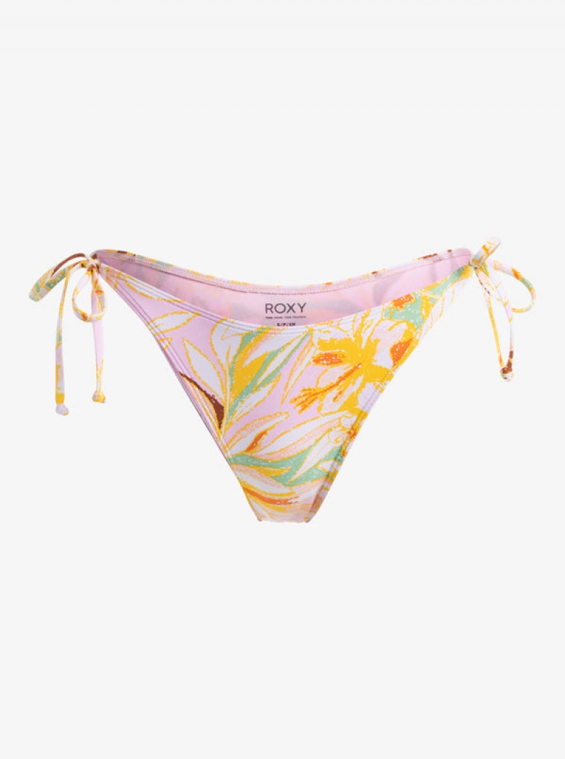 Roxy Printed Beach Classics Tie Side High Leg Cheeky Bikini Bottoms | 23560-AGZL