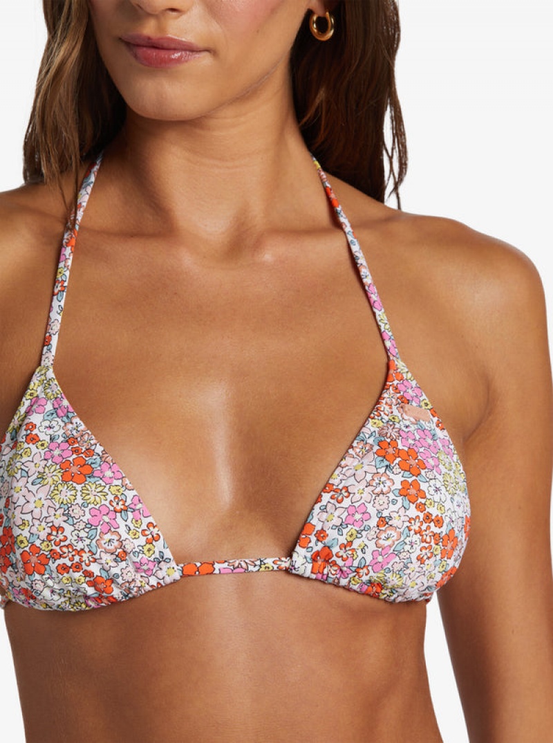 Roxy Printed Beach Classics Tiki Triangle Bikini Tops | 49605-KWRC