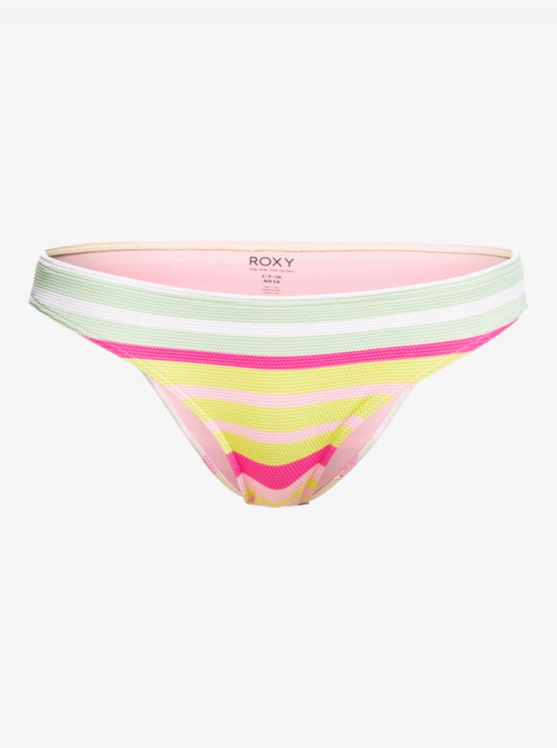 Roxy Stripe Soul Mid Waist Bikini Bottoms | 70293-SUWQ