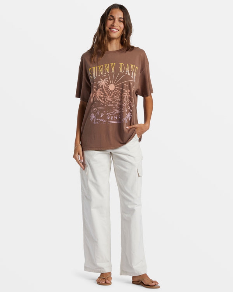 Roxy Sunny Days Oversized Boyfriend T-shirts | 79254-WCGF