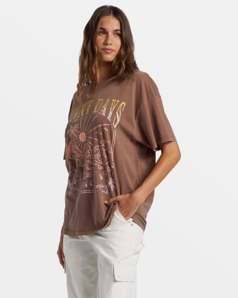 Roxy Sunny Days Oversized Boyfriend T-shirts | 79254-WCGF