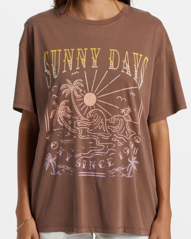 Roxy Sunny Days Oversized Boyfriend T-shirts | 79254-WCGF