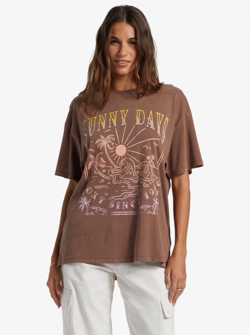 Roxy Sunny Days Oversized Boyfriend T-shirts | 79254-WCGF