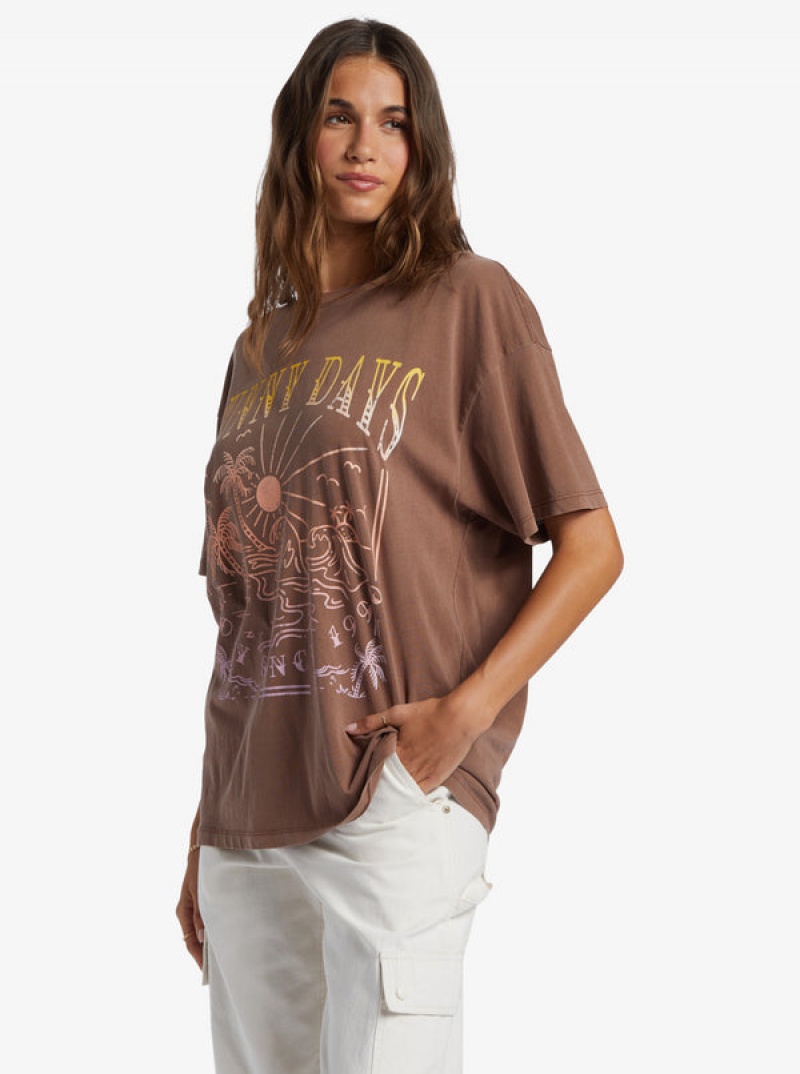 Roxy Sunny Days Oversized Boyfriend T-shirts | 79254-WCGF