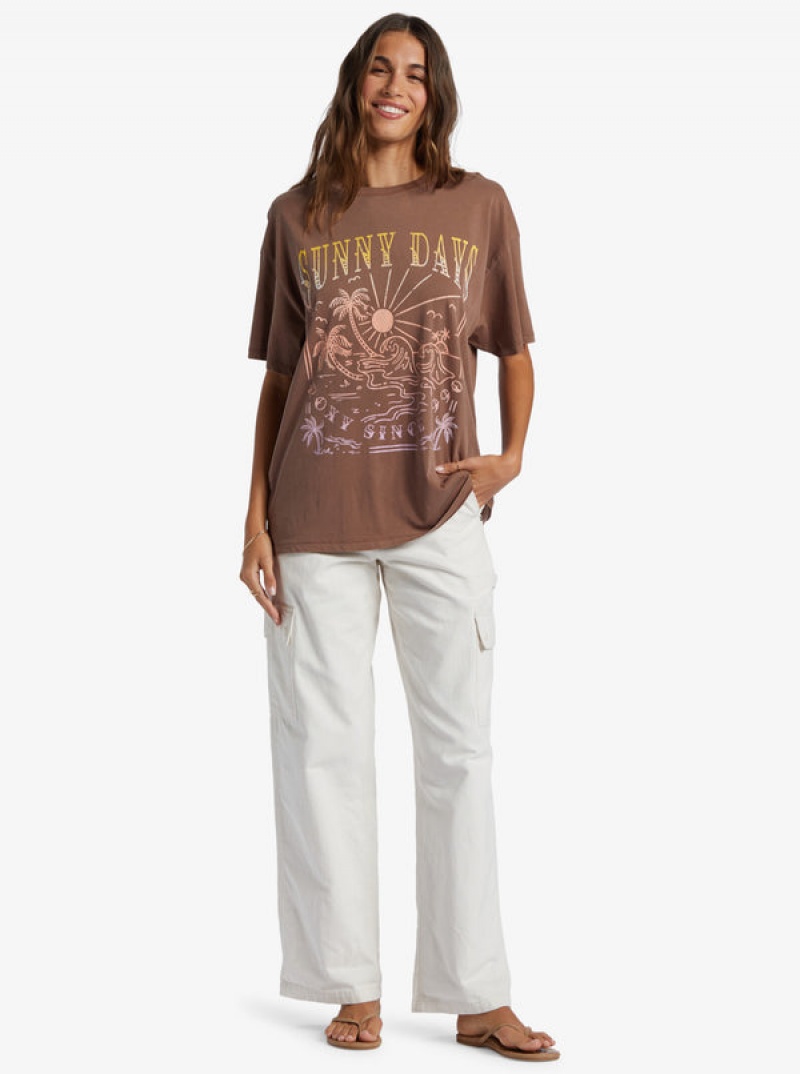 Roxy Sunny Days Oversized Boyfriend T-shirts | 79254-WCGF