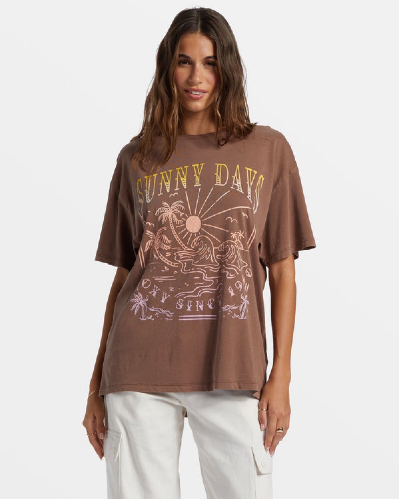 Roxy Sunny Days Oversized Boyfriend T-shirts | 79254-WCGF