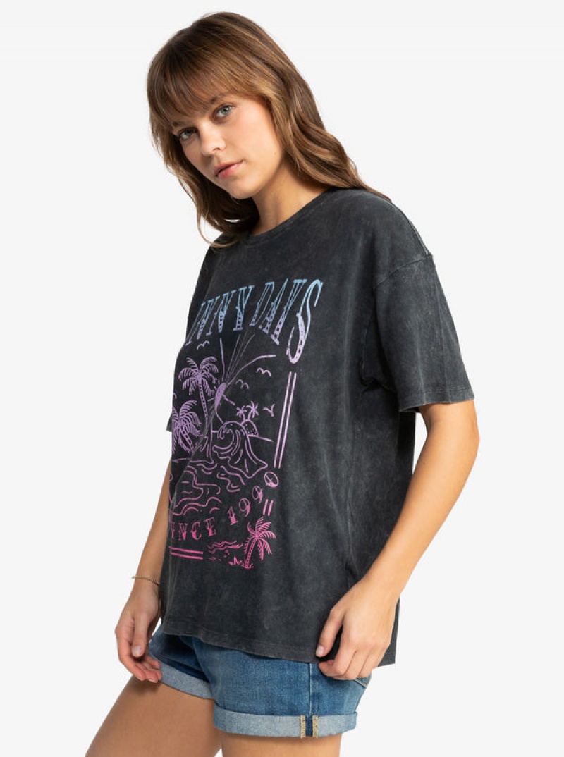 Roxy Sunny Days Washed Oversized T-shirts | 46827-BFOA