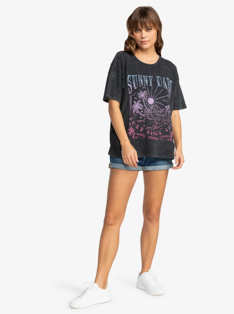 Roxy Sunny Days Washed Oversized T-shirts | 46827-BFOA