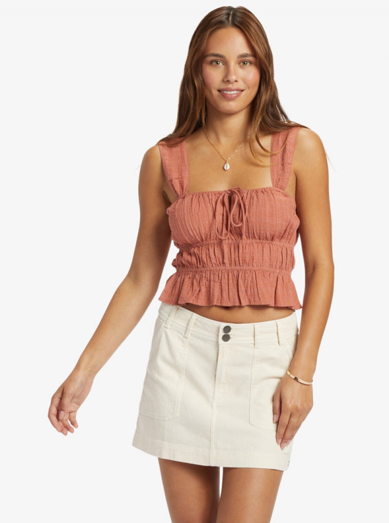 Roxy Sunset Mist Ruched Tops | 24635-HUPW