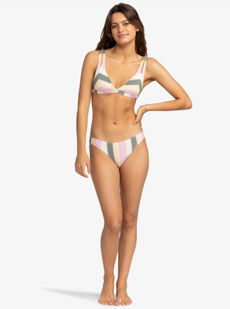 Roxy Vista Stripe Fixed Triangle Bikini Tops | 97281-LCGU