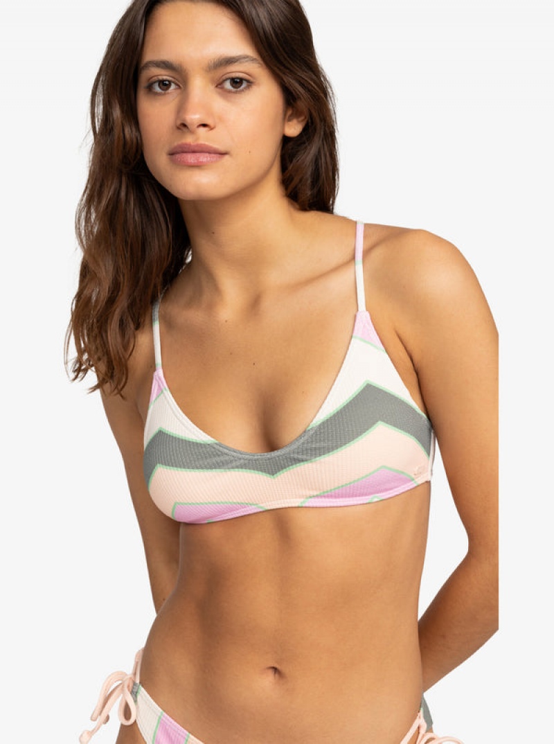 Roxy Vista Stripe Strappy Bra Bikini Tops | 68340-PQMO