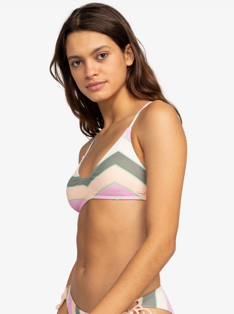 Roxy Vista Stripe Strappy Bra Bikini Tops | 68340-PQMO