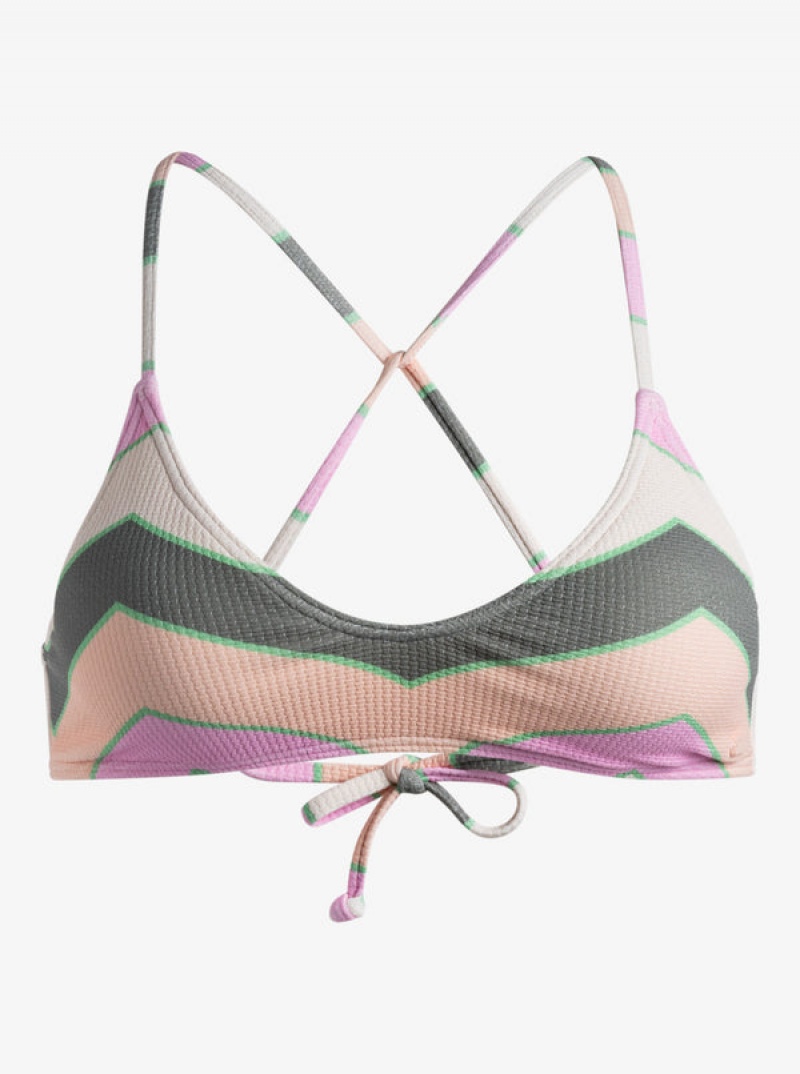 Roxy Vista Stripe Strappy Bra Bikini Tops | 68340-PQMO