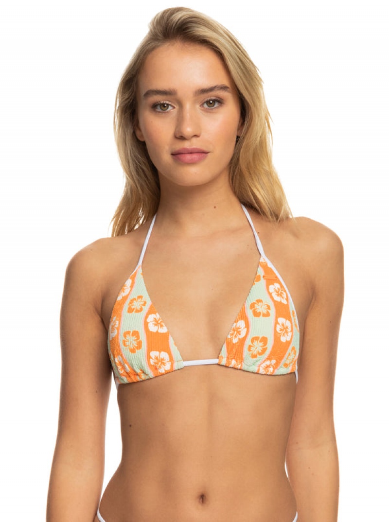 Roxy Wavy Babe Tiki Tri Bikini Tops | 43582-XWUR