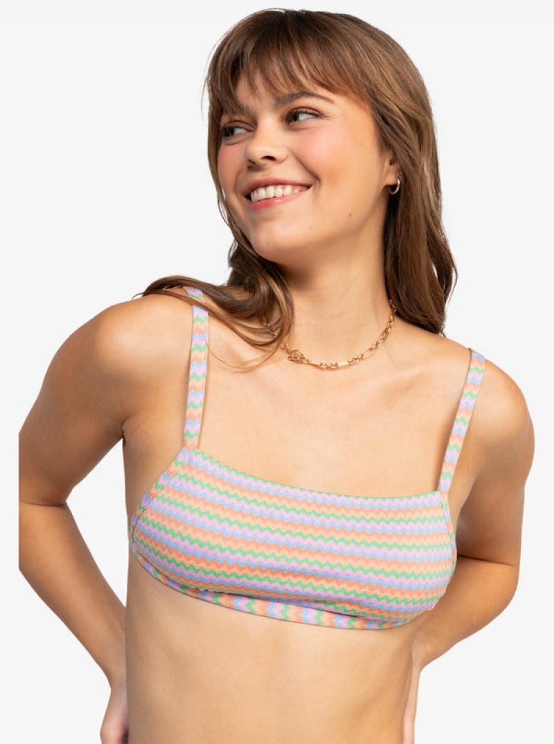 Roxy Wavy Stripe Bralette Bikini Tops | 39782-NIPK