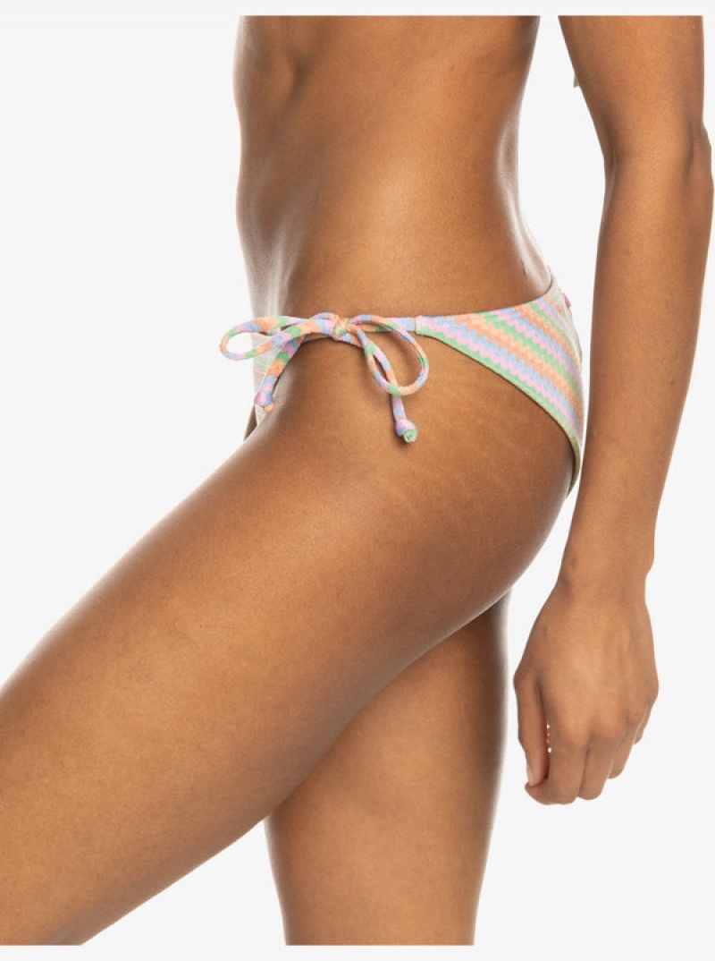 Roxy Wavy Stripe Cheeky Side-Tie Bikini Bottoms | 52406-HKZP