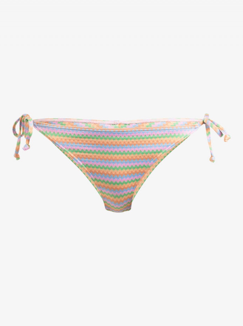 Roxy Wavy Stripe Cheeky Side-Tie Bikini Bottoms | 52406-HKZP